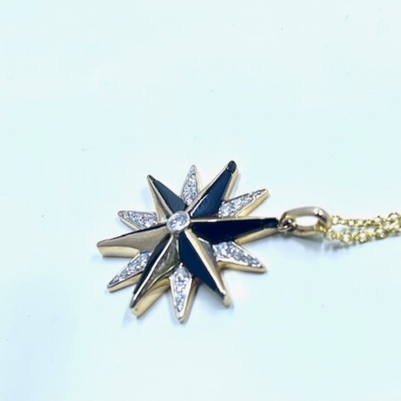 Diamond and Black Onyx Star necklace in 14k - Picture 8 of 8
